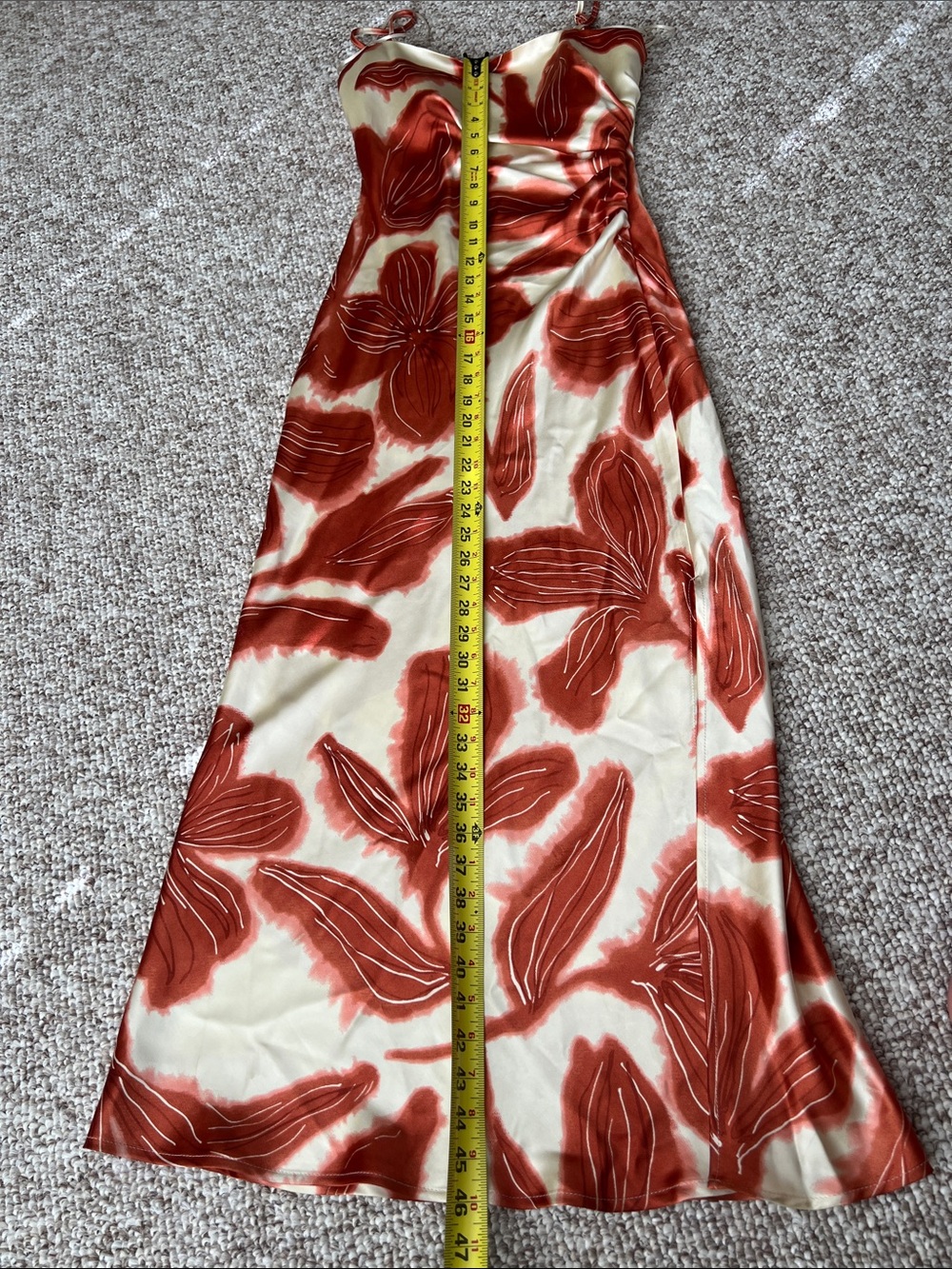 House of Harlow 1960 Spaghetti-Strap Floral Midi Dress in Cream and Rust - Picture 12 of 16